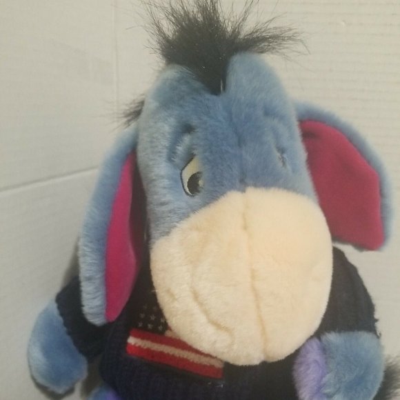 Winnie the Pooh Disney Store - Eeyore 4th of July Plush USA Flag Sweater 12" NWT - Picture 2 of 9